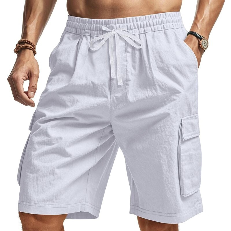 Cross-Border European and American Summer Men's Shorts, Skin-Friendly, Breathable, Loose-Fitting Workwear, Multi-Pocket Jogging Casual Beach Shorts