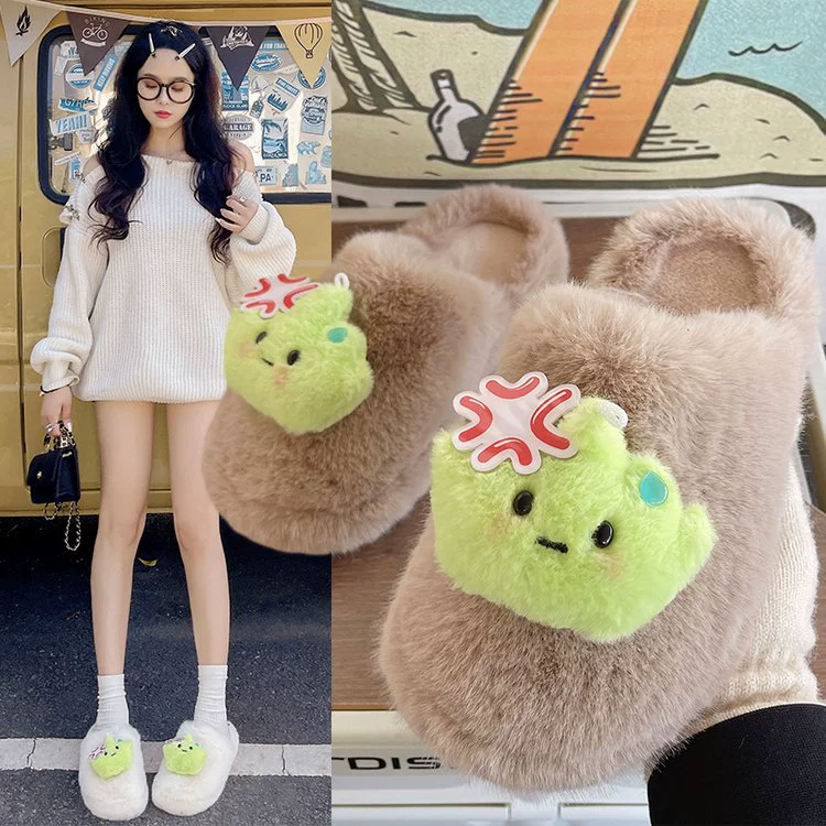 Milk Huhu модный нишевый дизайн девчье сердце 2023 осенне-зимние милые повседневные универсальные теплые пушистые тапочки