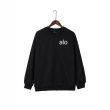 跨境秋冬新款重磅高品质alo休闲宽松简约运动圆领卫衣上衣棉材质
