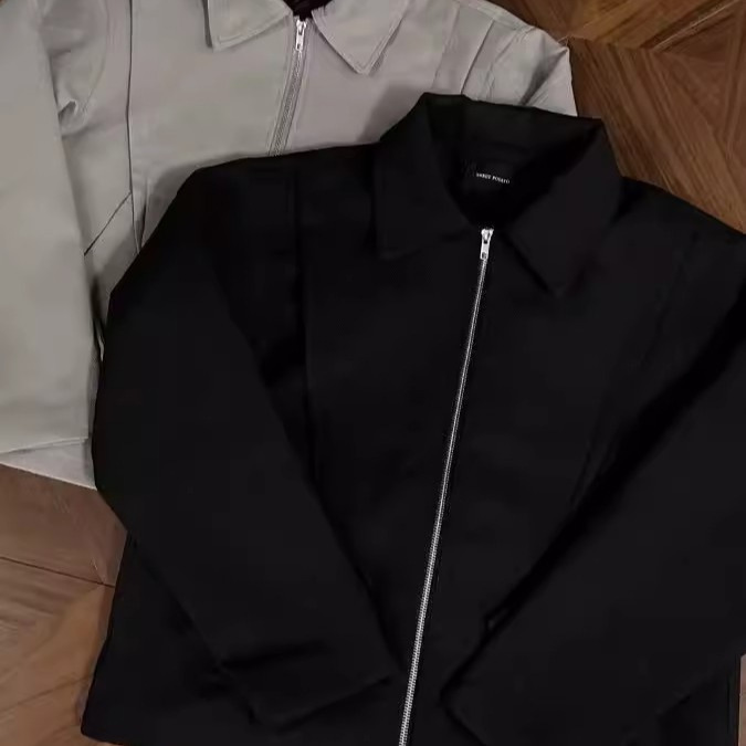 American Retro Flying Hinge Deconstructed Lapel Zipper Jacket for Men and Women Spring and Autum Cleanfit Pilot Jacket