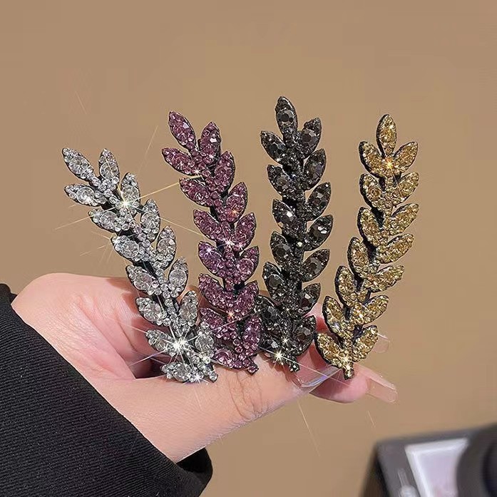 Advanced Sense Wheat Ear Hairpin Women's Front Clip Fringe Clip Back Head Broken Hairpin New Style Leaves Duckbill Clip Headwear
