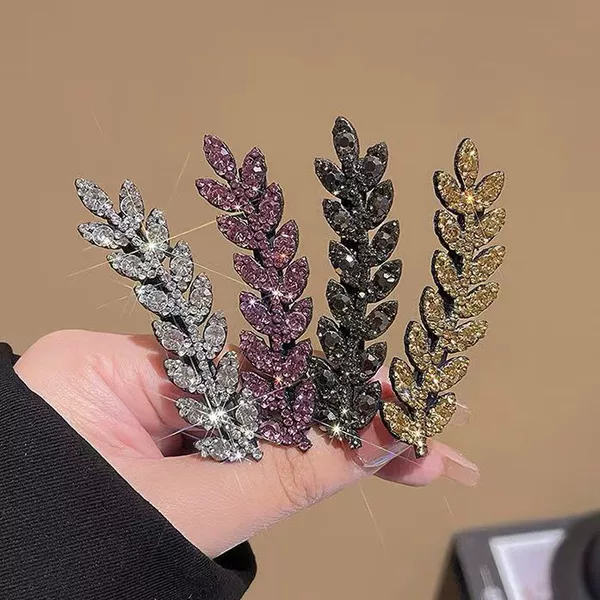 Advanced Sense Wheat Ear Hairpin Women's Front Clip Fringe Clip Back Head Broken Hairpin New Style Leaves Duckbill Clip Headwear