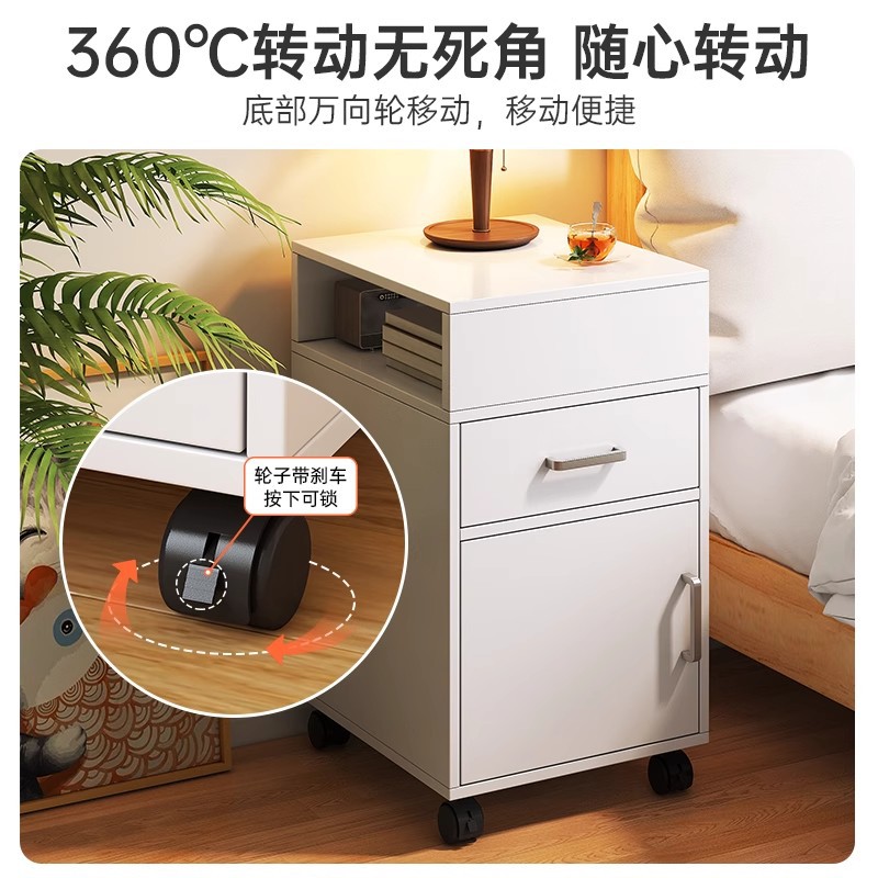 Mesita de noche súper estrecha Mesita de almacenamiento simple y moderna Mesita de almacenamiento pequeña junto a la cama Estante simple para el hogar del dormitorio