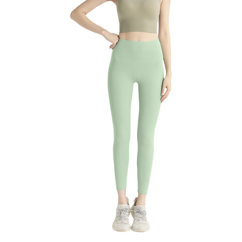 Juyitang-pantalones de Yoga para mujer, línea sin vergüenza, color melocotón, levantamiento de glúteos, cintura alta, Abdominal, correr, deportes, color carne