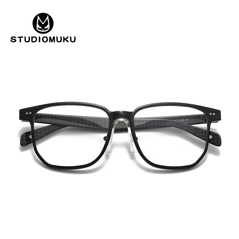 STUDIOMUKU madera fresca gafas nacionales fibra de carbono gafas lisas marco ligero marco negro marco cuadrado