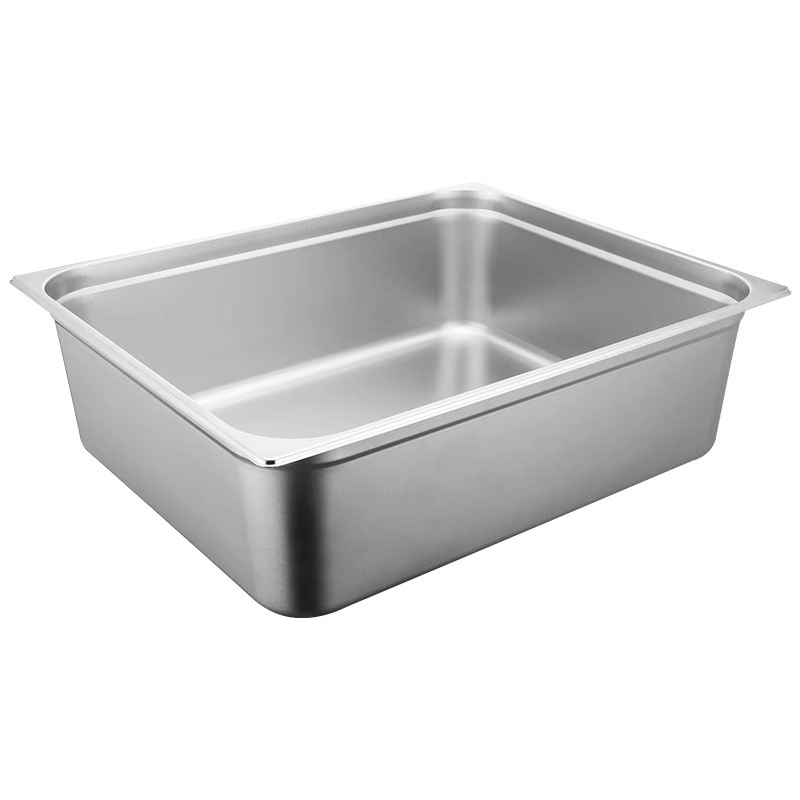 Cuenca de acero inoxidable comercial rectangular gruesa extra profunda lavado de verduras horneado de rotación de transporte cuenca de almacenamiento de material de secado plato