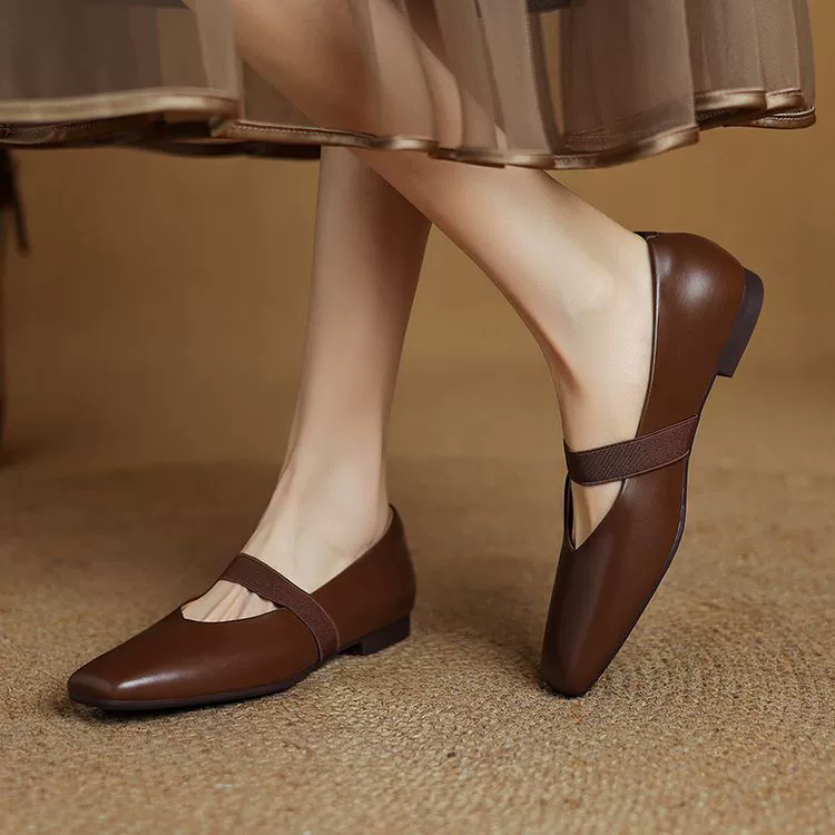 Французские ретро-квадратные туфли Мэри Джейн из натуральной кожи на мягкой подошве, мягкая кожа, легкие туфли