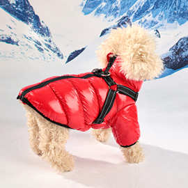 宠物狗狗衣服中小型犬秋冬加绒保暖背带牵引环防风两脚衣厂家新品