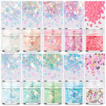 亚马逊美甲亮片套装批发闪粉金葱粉渐变甲油胶UV胶DIY流麻填充物