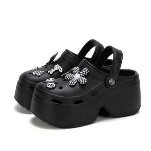 Height increasing 9CM hole shoes women's summer outdoor cute cartoon diy accessories beach garden shoes closed toe platform slippers