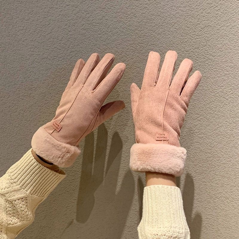 Winter Gloves For Women Suede Touch Screen Windproof Plush Warm_voghion.com