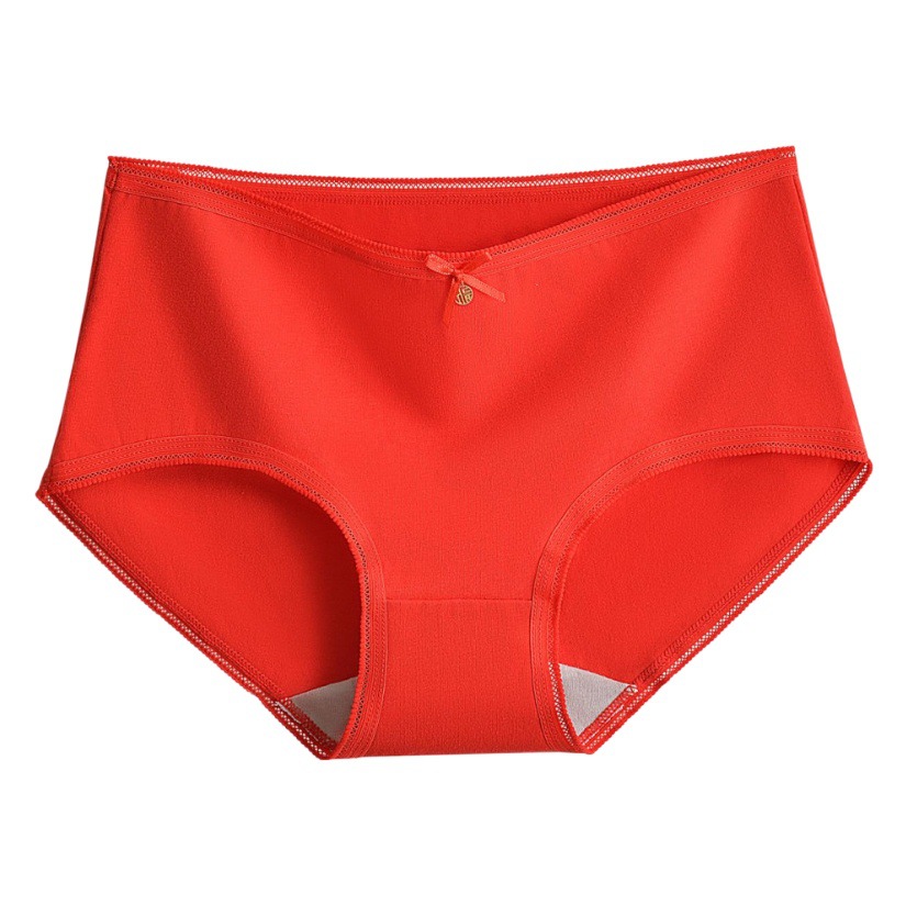 Año nuevo rojo Ropa interior de cintura media para mujer Entrepierna de algodón puro simple Año DE NACIMIENTO Año de dragón Boda Pantalones cortos rojos de mujer Fábrica al por mayor
