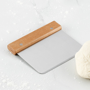 430 Stainless Steel Flour Scraper Beech Wood Handle Dough Cutting Knife Dough Dividing Tool [Small Spot Wholesale]