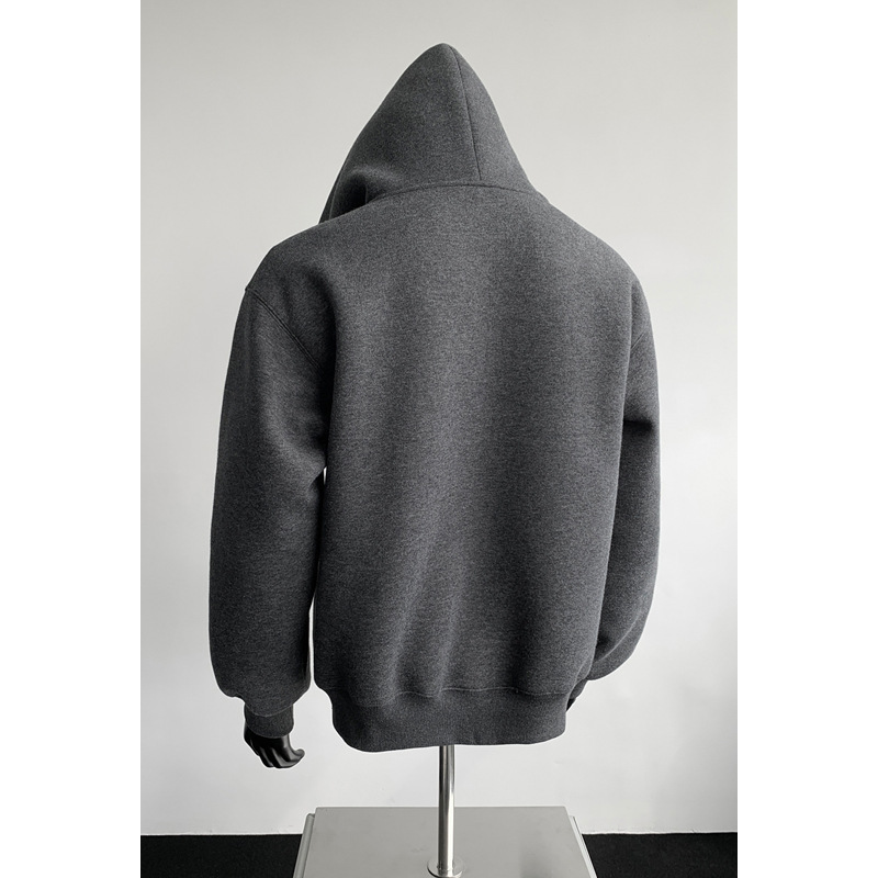 430 g schwerer Patchwork-Cardigan mit Kapuze, Herren-Stil, amerikanischer Trend, kastenförmig, kurz, Oversized, lässige Jacke_voghion.com