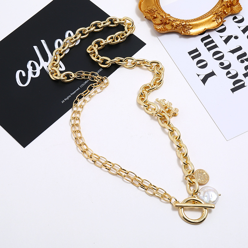 fashion OT chain pearl hollow chain trend alloy clavicle chain wholesalepicture2