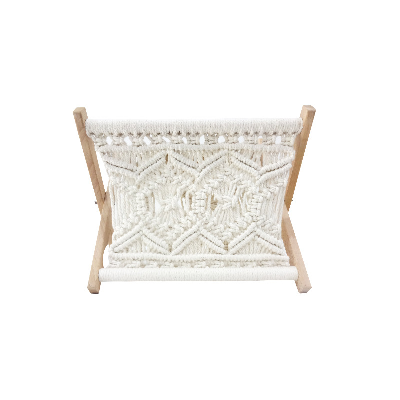 居家收纳装饰置物架北欧棉绳编织收纳架可折叠书报杂物整理储物筐