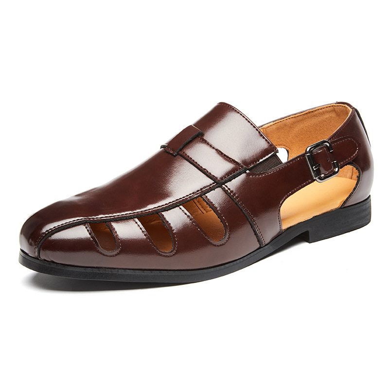 Sandalias de pescador de talla grande transfronterizas para hombre 2025 verano nuevo transpirable caballero europeo y americano elegante diseño sandalias de un pie para hombre