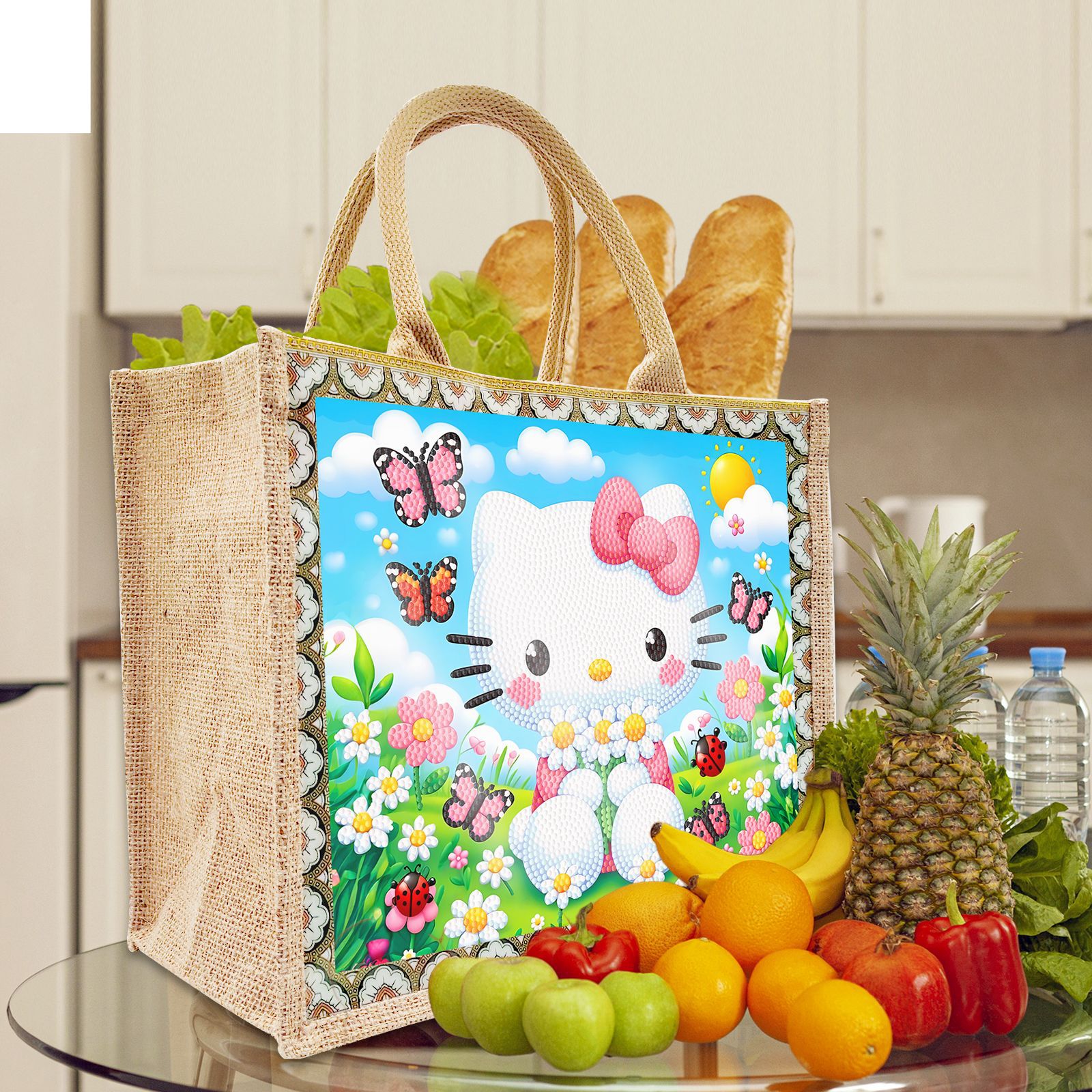 Accesorios para pintura con diamantes, bolsa de lona DIY para pintura con diamantes, bolsa ecológica con diseño de dibujos animados de Harry Potter, con base reemplazable.