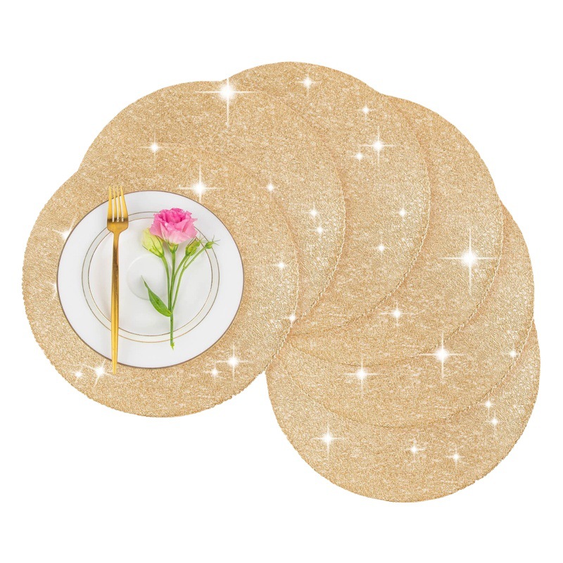 Estampado de oro almohadilla de mesa de pvc almohadilla de mesa de fiesta redonda impermeable cubiertos de hotel almohadilla de mesa decoración al por mayor antideslizante