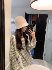 美式复古条纹罩衫松弛感t恤女2025夏季新款慵懒撞色防晒长袖上衣