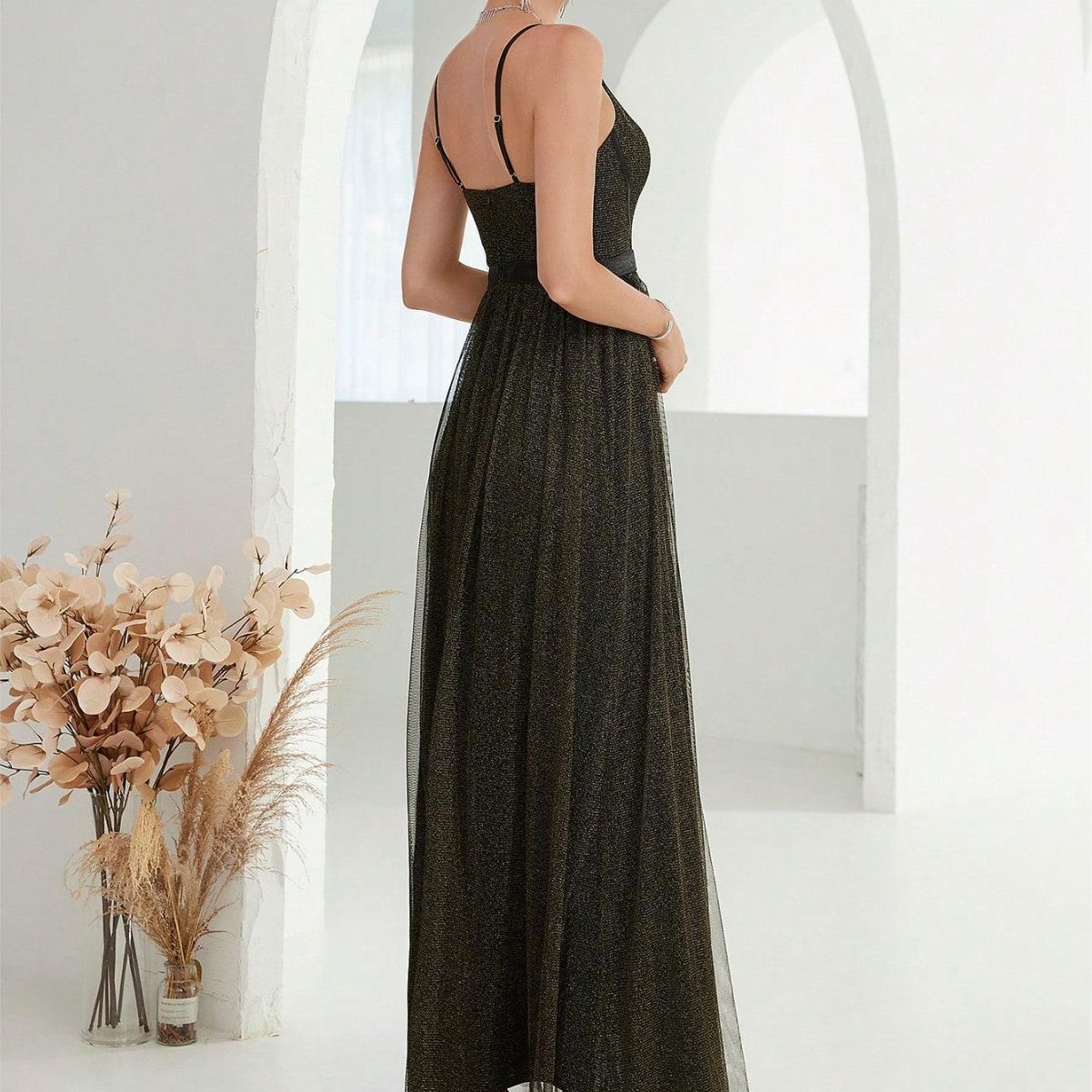 Correa con cuello en V vestido de noche europeo y americano eBay nuevo corte sin espalda elegante vestido de noche vestido de baile fiesta vestido de dama de honor