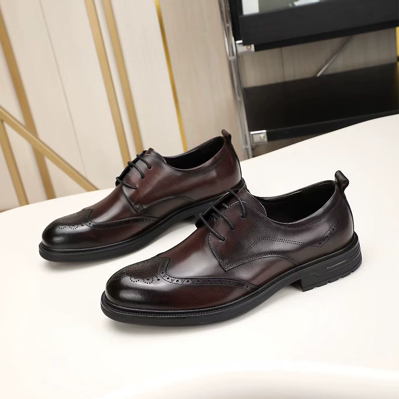 Мужские кожаные туфли-броги с резным узором, деловая классика, мужские черные кожаные туфли, дышащие мужские туфли в британском стиле на мягкой подошве