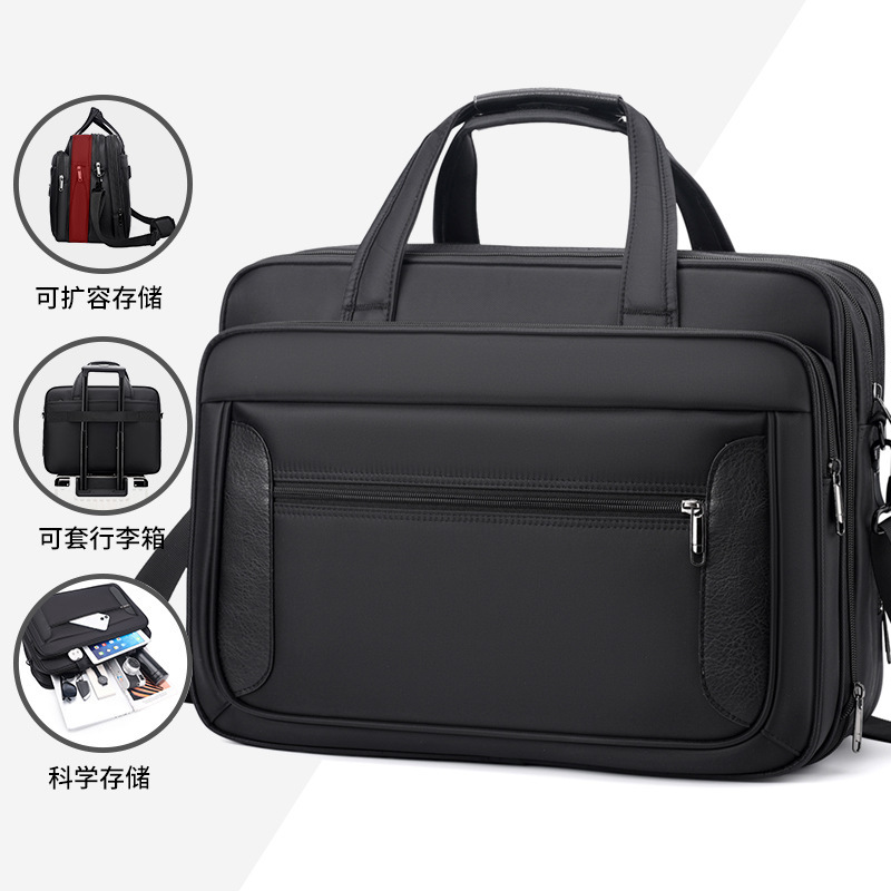 Oxford Cloth Large-Capacity Briefcase Men's Business Portable Laptop Bag Cross-Body Shoulder Bag Expansion Travel Bag