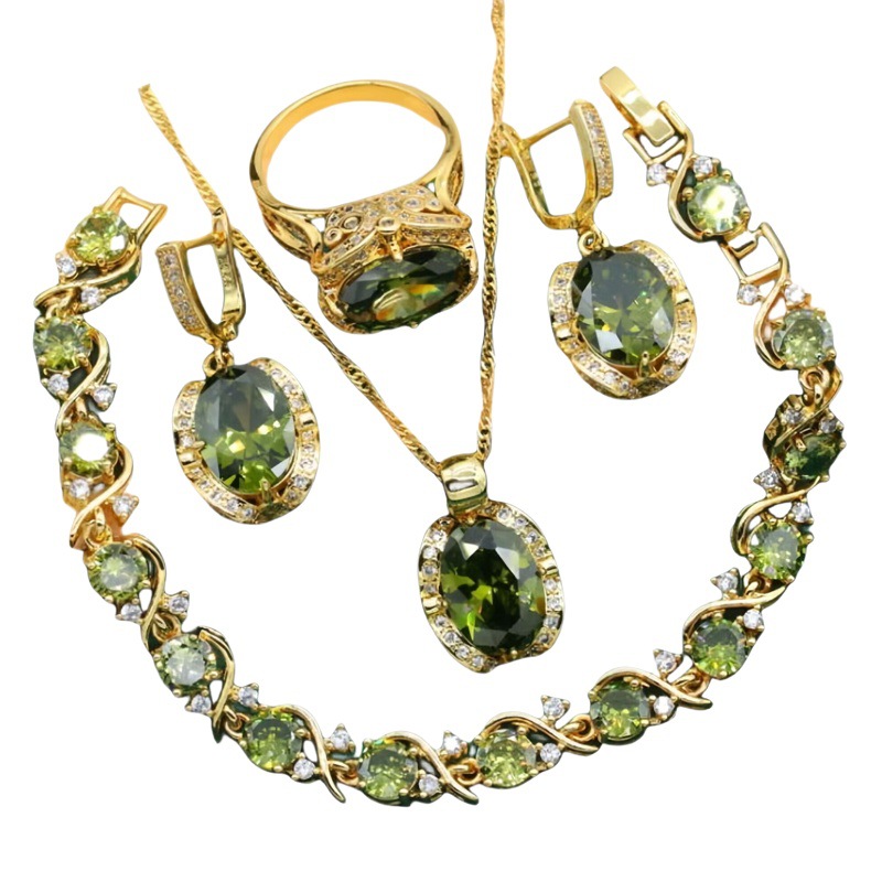 Traje de joyería de mujer de circón de diamante completo accesorios románticos de mujer joyería de moda de alta calidad decoración de ropa de lujo ligera