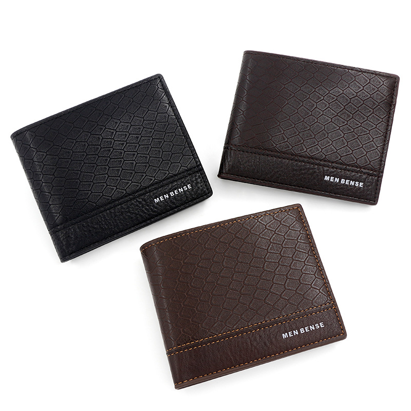 Cartera corta europea y americana de los hombres de negocios en relieve patrón de serpiente moda doble monedero de gran capacidad Multi-Tarjeta billetera de los hombres