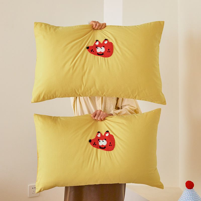 Un par de fundas de almohada bordadas con toalla de algodón ins 48x74 funda de almohada grande para adultos de algodón simple funda de núcleo de almohada para estudiantes