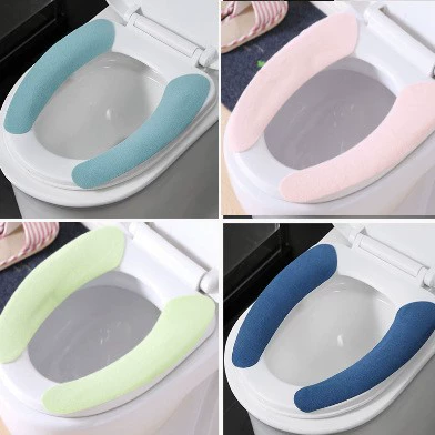 Зимний замшевый моющийся чехол на сиденье унитаза, сиденье для унитаза, подушка для сиденья унитаза, однотонная клейкая наклейка для унитаза чистого цвета