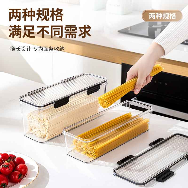 Caja de almacenamiento multifuncional de fideos de grado alimenticio, caja de sellado de granos domésticos de cocina, caja de almacenamiento de plástico transparente de gran capacidad