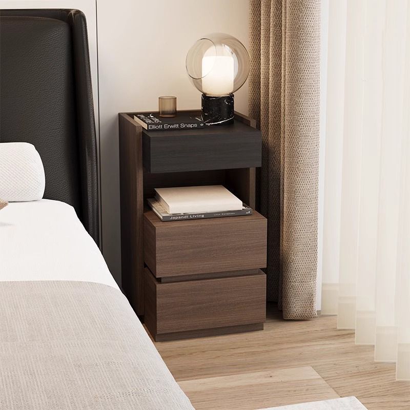 Italian Minimalist Extremely Narrow Solid Wood Bedside Table Simple Storage Cabinet Home 35cm Small Storage Cabinet Bedside Storage Cabinet