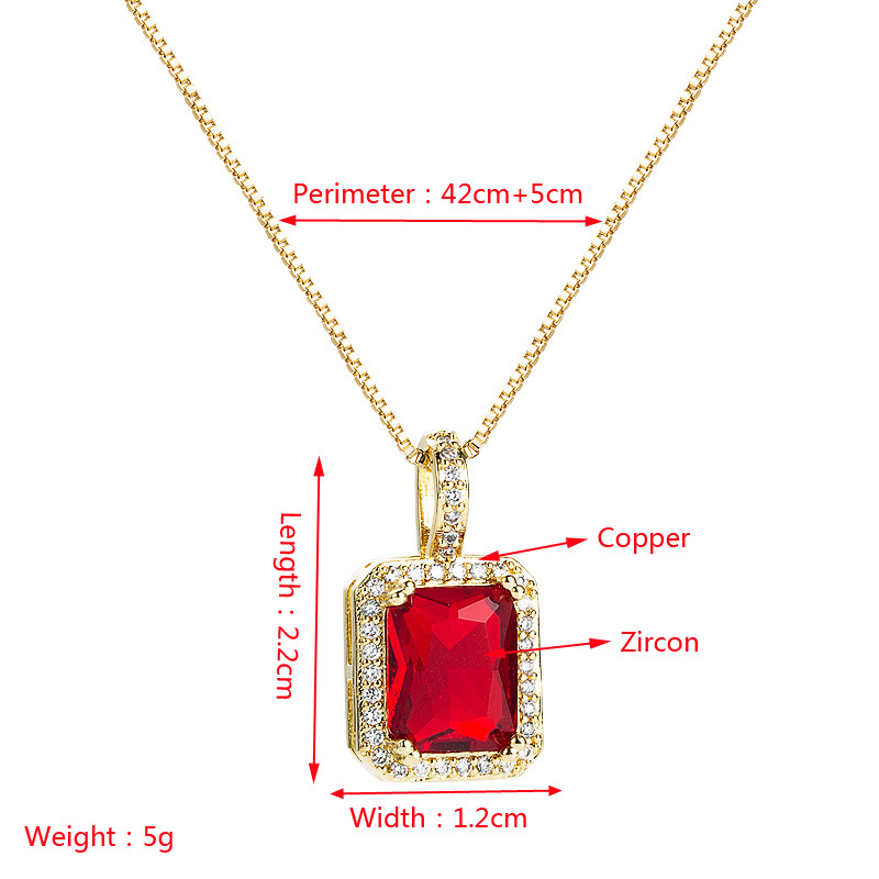 Nihaojewelry wholesale jewelry creative square multicolor gemstone copper zircon pendent necklacepicture1