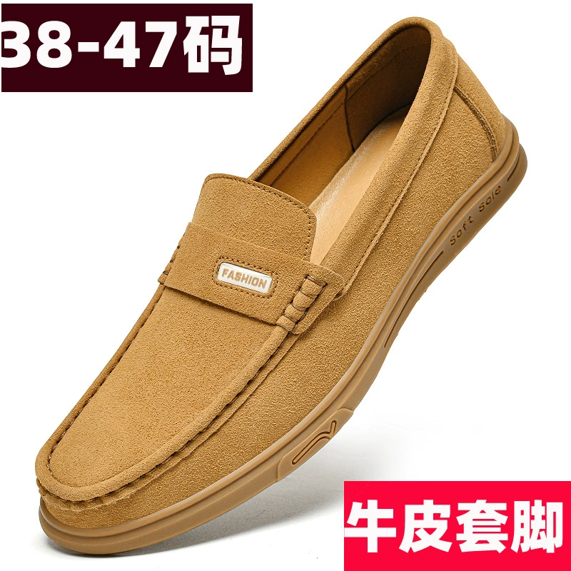 Мужские лоферы из натуральной кожи большого размера 47, замшевые повседневные туфли на мягкой подошве 46, универсальные туфли-бини 45, дышащие туфли для вождения