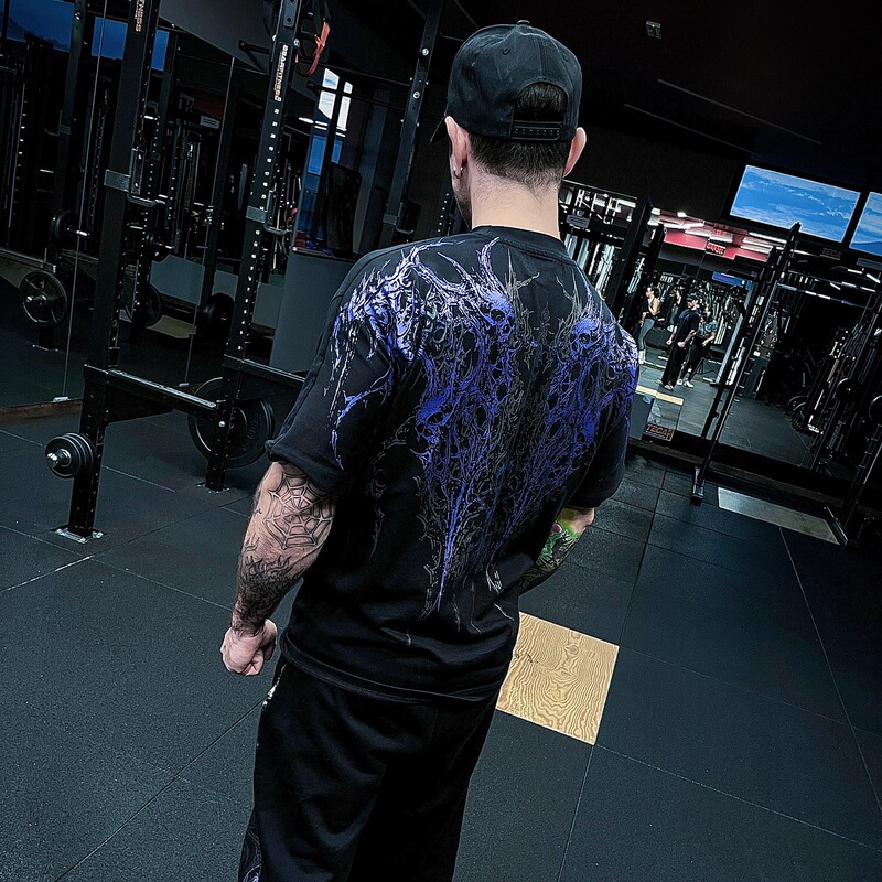 Source Factory Summer American Printed Sports Fitness Clothes Heavyweight Pure Cotton Men's Short-Sleeved T-Shirt Drop Shipping