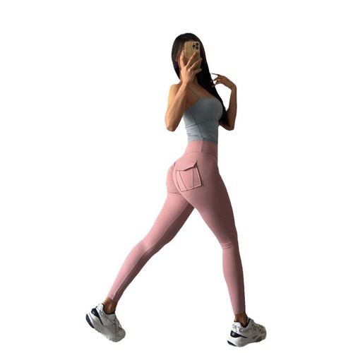 Nude Feeling Pocket Peach Fitness Pants for Women, Quick-Drying High-Waist Ass-Lifting Tight Leggings, Sports Elastic Yoga Pants for Outerwear