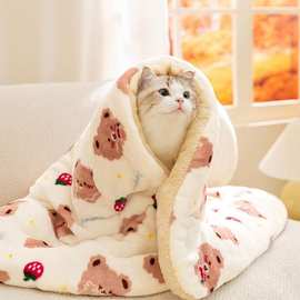 猫窝狗窝猫垫子冬季保暖四季通用宠物毛毯子睡觉用狗被子猫咪睡垫