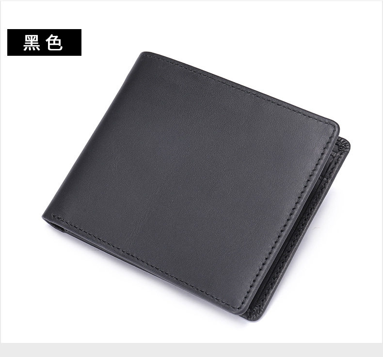 Ví da thật nam chống từ RFID nhiều ngăn đựng thẻ, ví đựng tiền xu gấp đôi kiểu công sở — 7313 màu đen, Cà phê 7313, Da ngựa điên màu nâu sẫm chi tiết 21
