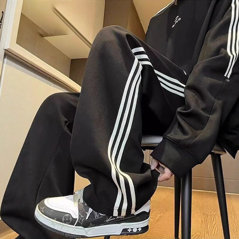 Boys' Korean-Style Three-Stripe Sports Casual Pants Autumn and Winter Men's Fashion Versatile Loose Drape Slimming Casual Long Pants