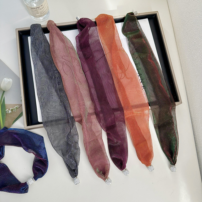 Moda de verano colorido bufandas de seda de absorción de cuello ocio de mujer ocio temperamento red bufandas cortas