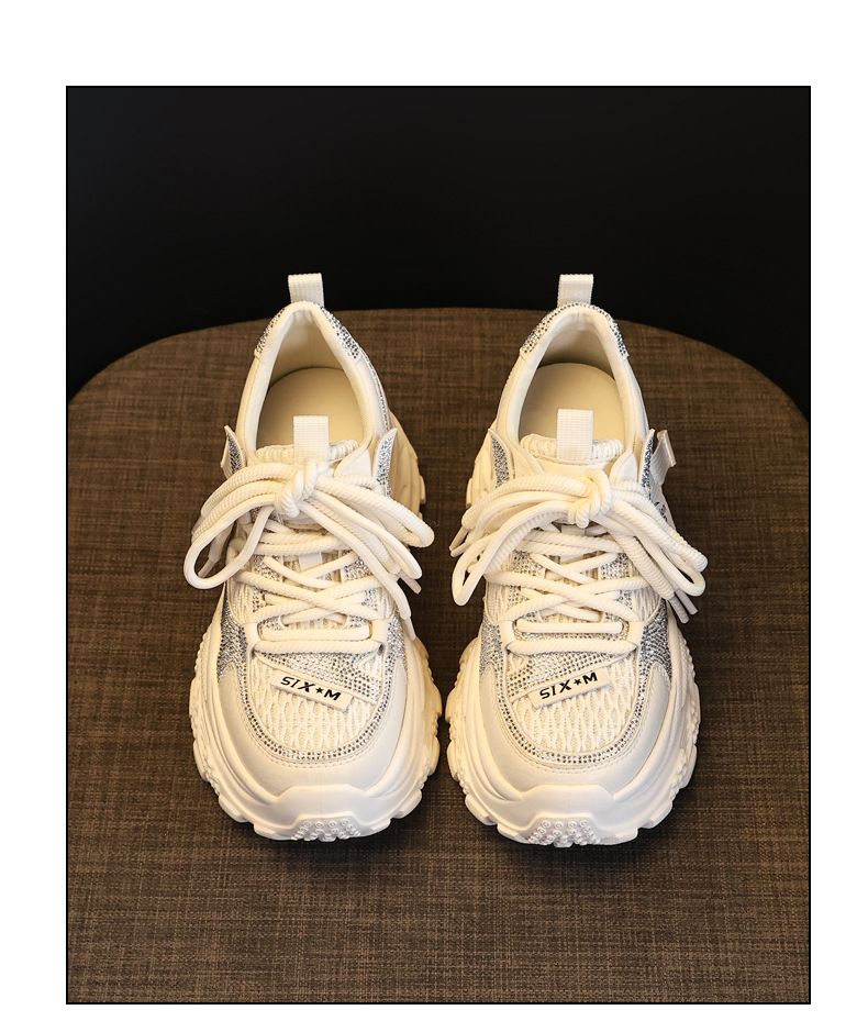 Giày sneaker nữ chunky đế dày lưới thoáng khí — màu be chi tiết 18