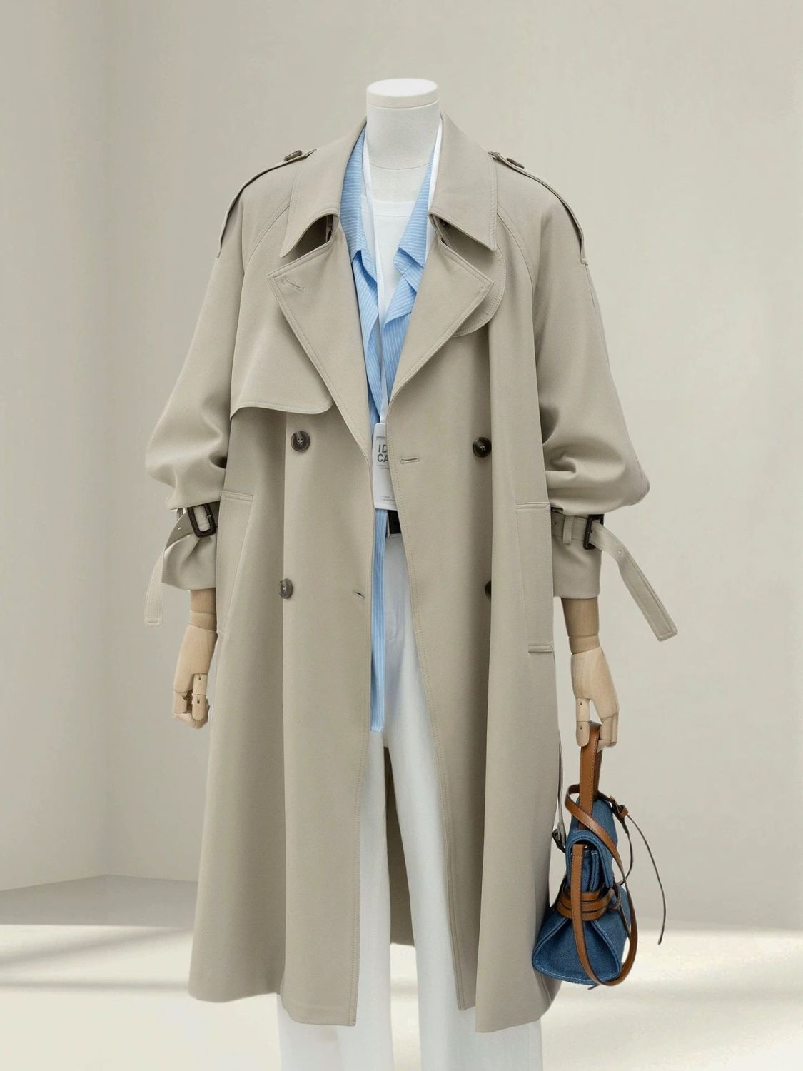 Windbreaker Women's Spring and Autumn New Style Casual Mid-Length British Style Jacket