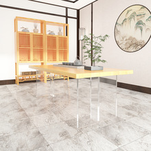 美式原木实木茶几设计师创意亚克力桌子茶几组合原木工作台大板