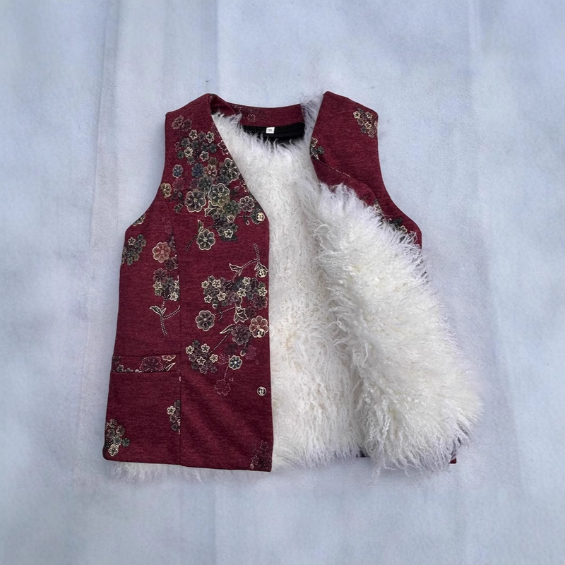 Autumn and Winter Fur One-piece Wool Vest Women's Middle-aged and Elderly Warm Sheepskin Waistcoat fleece-lined Thickened Vest for Mother Autumn and Winter Fur One-piece Wool Vest Women's Middle-aged and Elderly Warm Sheepskin Waistcoat fleece-lined Thickened Vest for Mother