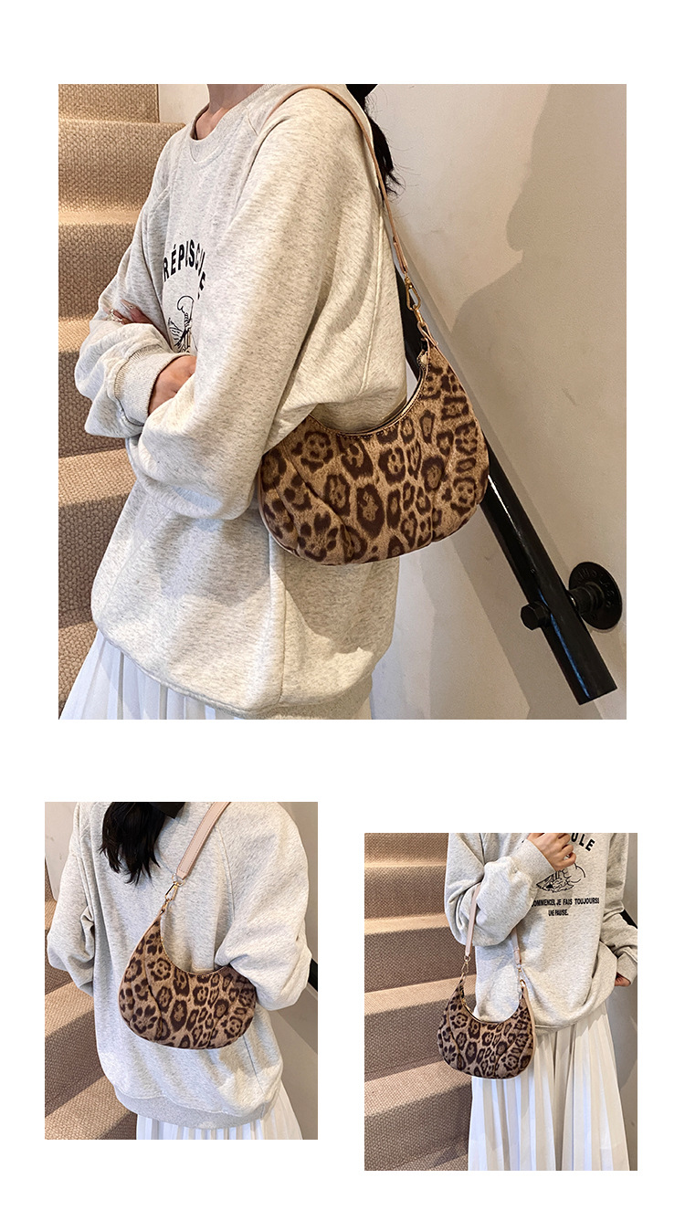 Leopard print cross-border niche bags for women, versatile and fashionable new retro underarm bag, stylish and individual commuting single-shoulder bag undefined