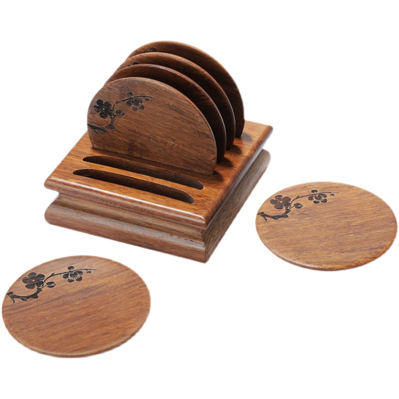 Accesorios de té de kung fu transfronterizos Taza de bambú y madera almohadilla de soporte de taza de té aislante térmico pequeño soporte de taza de té anticaldor redondo ceremonia de té doméstica