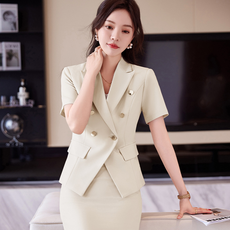 双排扣西装外套女2026夏季通勤高级感工作服修身时尚气质职业套装