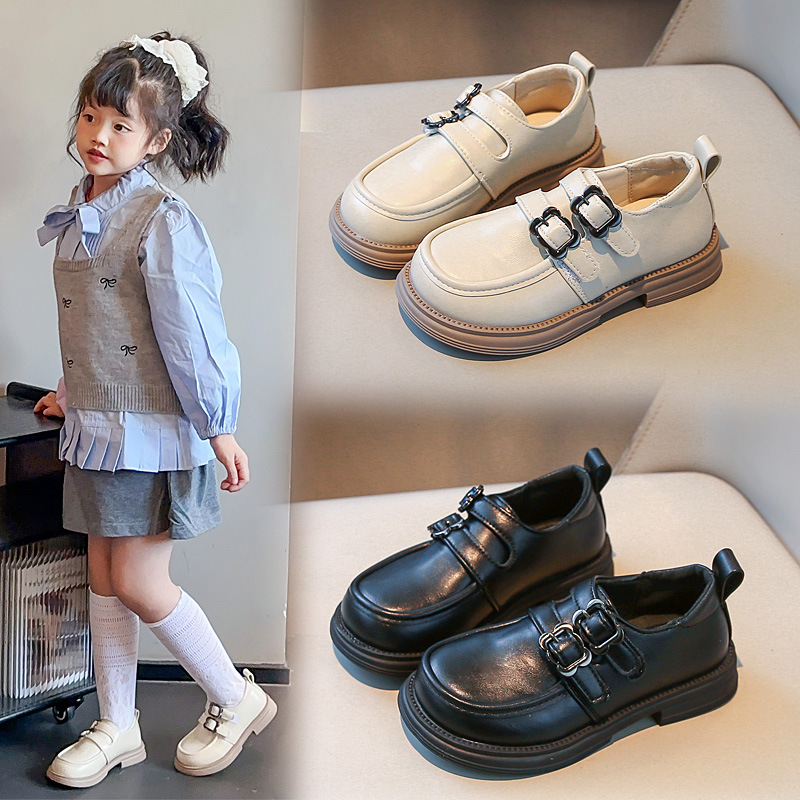 Children's Leather Shoes 2026 Spring and Autumn New Style Girls' Black Soft-Soled Casual Shoes Student Performance Dance Princess Flats