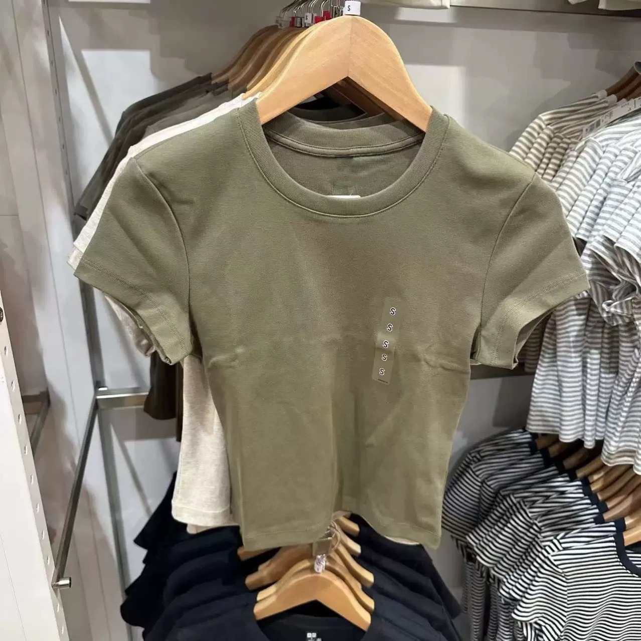 女休闲风圆领短款T恤短袖辣妹高腰修身显瘦打底纯色465760/474410 pic 9